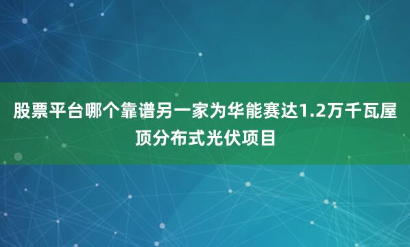 股票平台哪个靠谱另一家为华能赛达1.2万千瓦屋顶分布式光伏项目